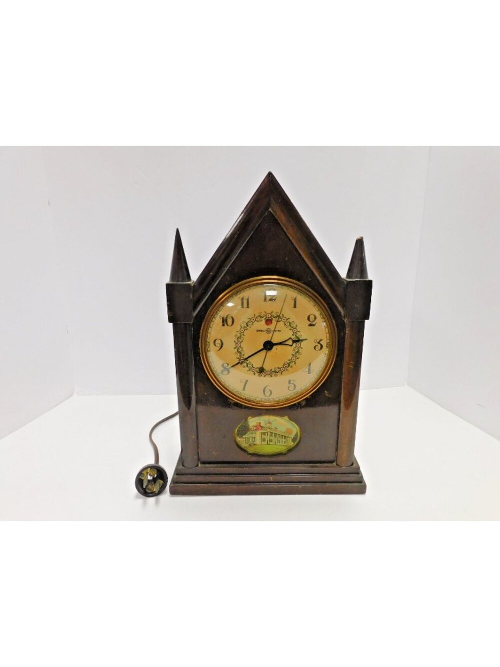 Vtg General Electric Mt. Vernon Steeple Mantal Clock 4H90 WORKS***JC273